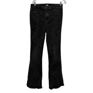 Paige Laurel Canyon High Rise Flare Jeans Black Front Seam Size 30 School Y2K